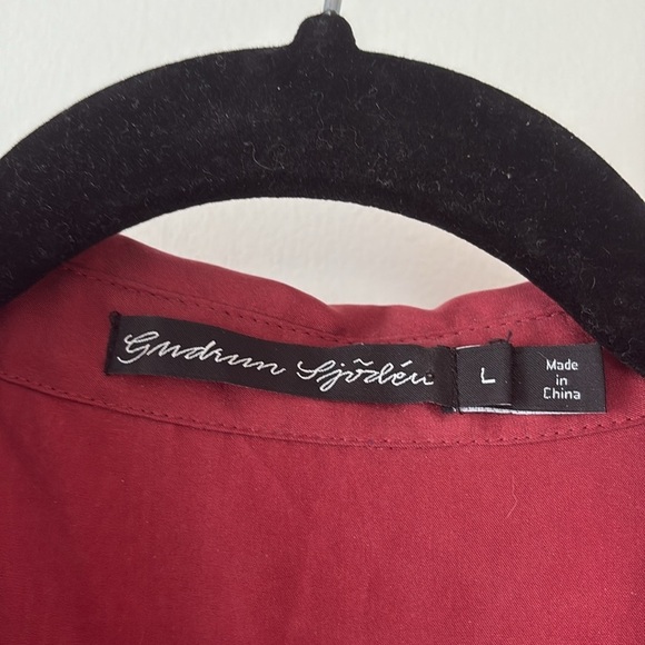 Gudrun Sjoden Red Silk Button Down Blouse L - Picture 3 of 10